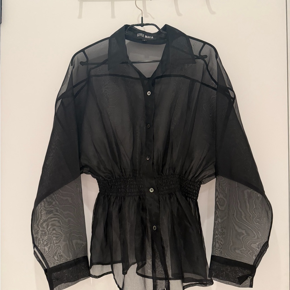 SIMONETT (frmly Style Mafia) Sheer Black Synch Waist Top